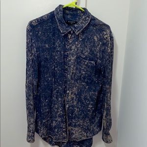 Acid wash blue button down top
